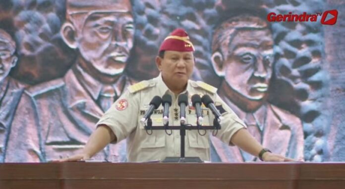 Prabowo Subianto saat pidato di depan Puranwirawan siap maju pada Pilpres 2024