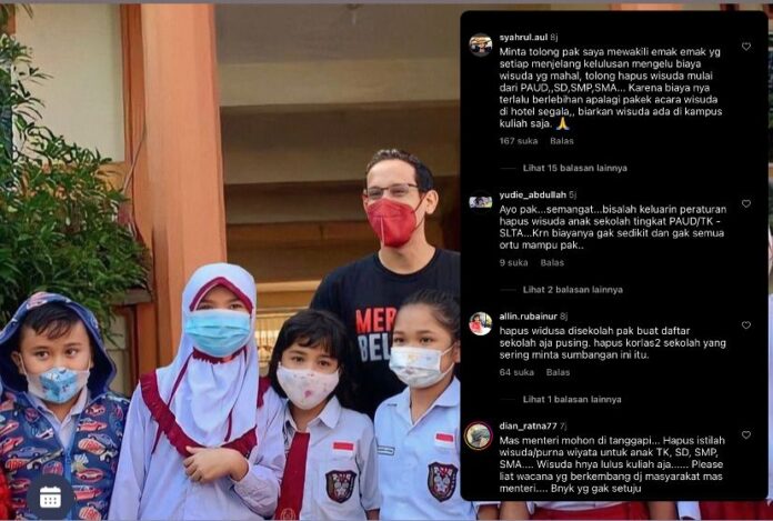 Instagram Nadiem Makarim digruduk netizen tuntut hapus wisuda jenjang TK,SD,SMP dan SMA