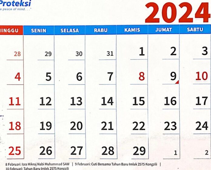 Ilustrasi kalender tahun 2024